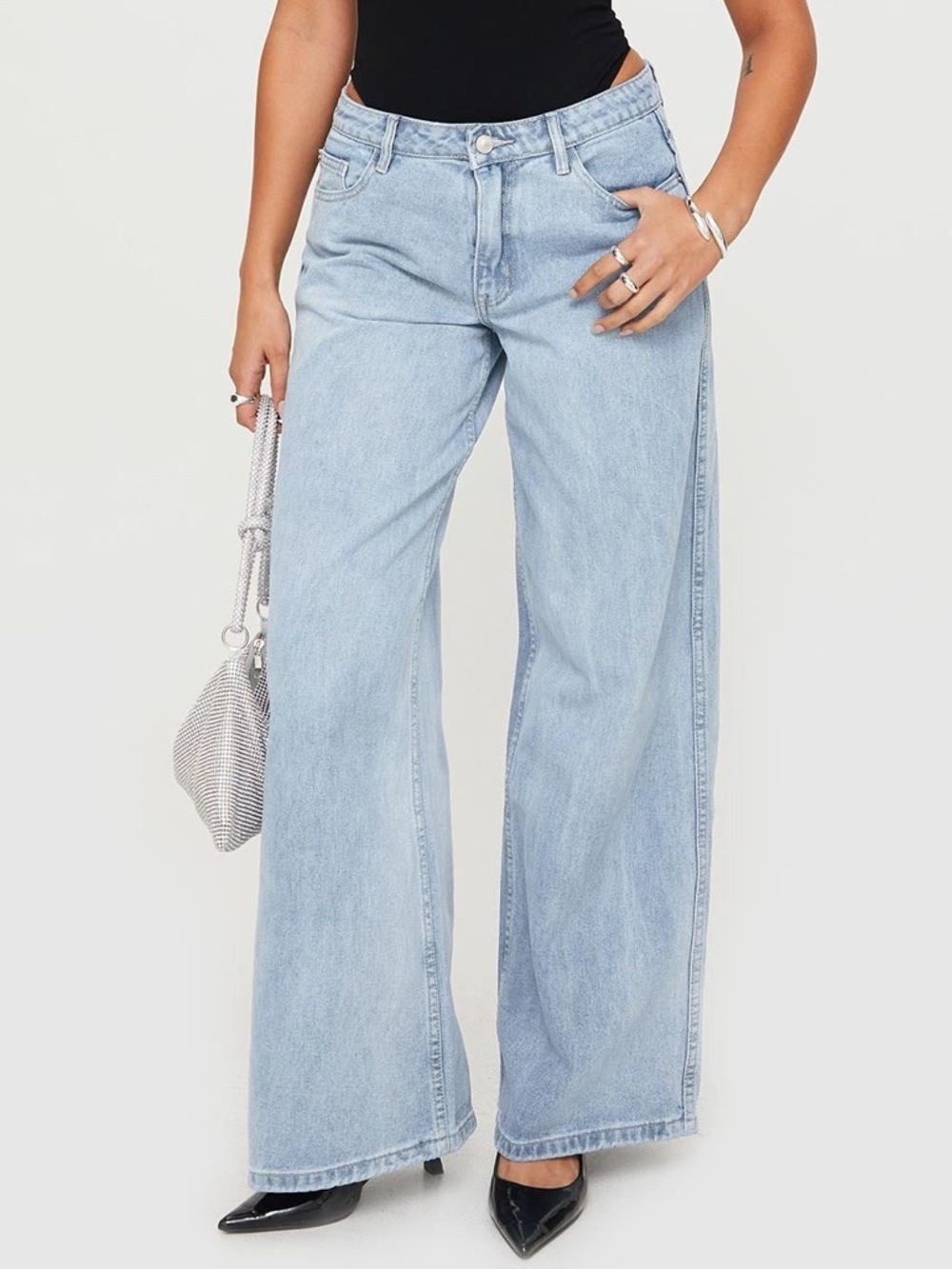 Princess Polly Light Blue Wide Leg Jeans